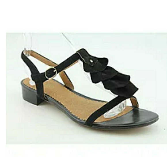 Indigo by Clarks ruffled suede ankle wrap sandals - Picture 2 of 8